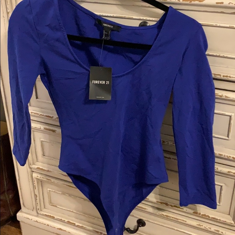 Bright blue bodysuit